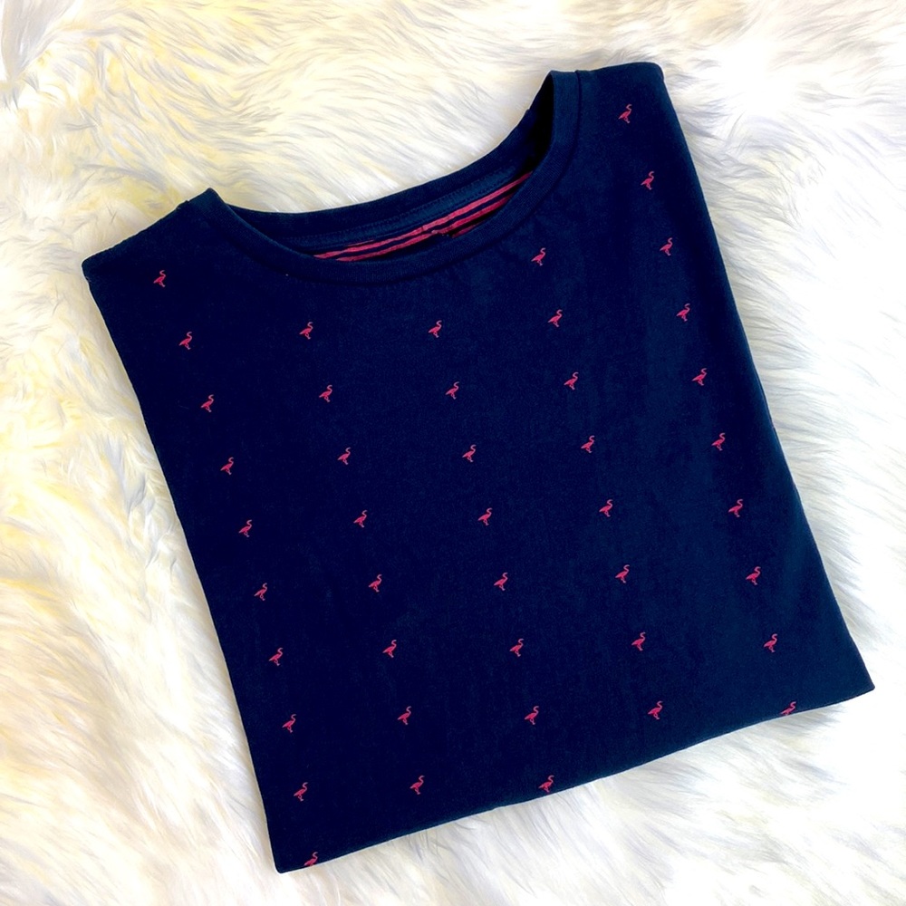 •ricky singh• all-over red flamingo print Navy Blue [denim & flower] Tee